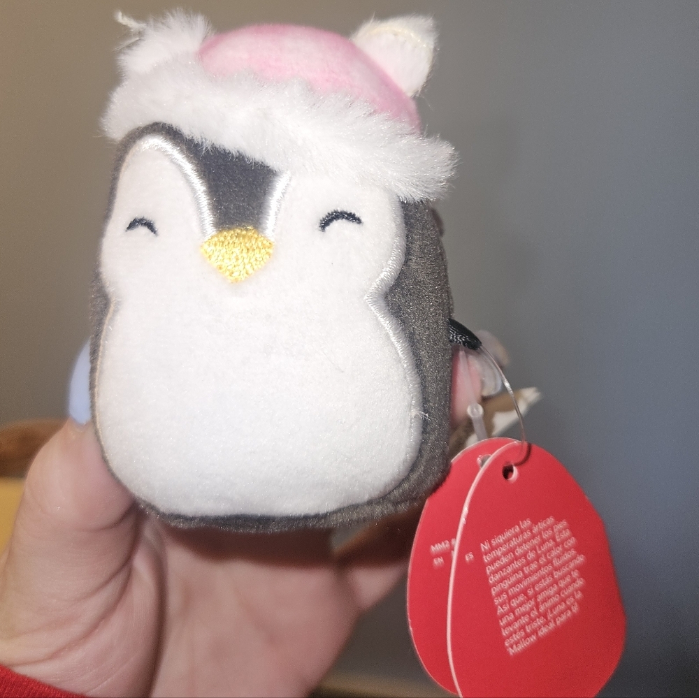 NWT Squishmallows Luna The Penguin with Pink Hat Winter Micromallow - Picture 5 of 5